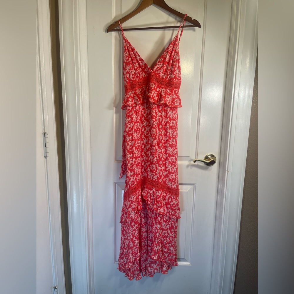 Express Coral and White Floral Maxi Dress